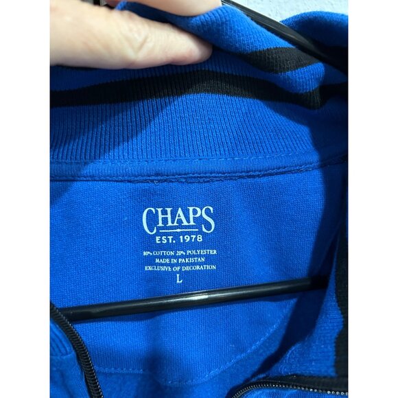 Chaps NWT Mens Blue Track Jacket With Black Stripes Full Zip Size L - Picture 5 of 11